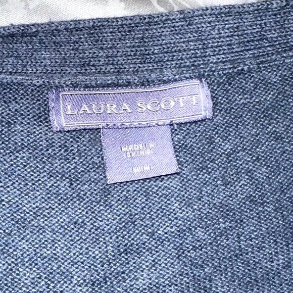 Laura Scott Cornflower Blue Open Front Cardigan Soft Knit Cozy Preppy M - Picture 3 of 5